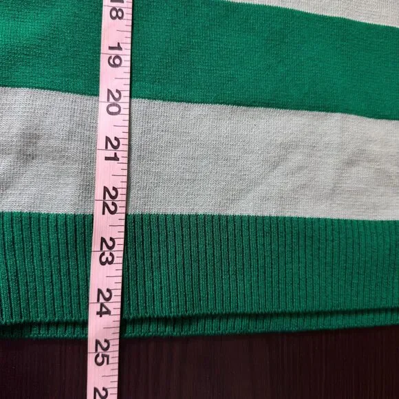 Elhoffer Top Women Large Detective Green Striped Polo Costume Cosplay Knit Shirt - Picture 10 of 11